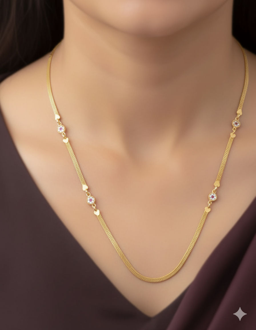 micro gold plated ad diamond studed round flower 24inches chain 8rkq32gp2h 2025 11 05 1.jpg