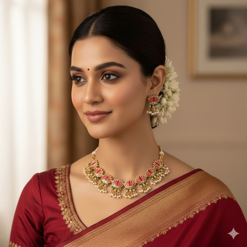 micro gold plated meenawork lotus blossom necklace set sx6bg8b5vz 2025 09 25 1.jpg